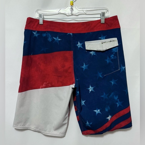 Billabong Board Shorts Swim Trunks American Flag Patriotic Stars Stripes Size 32 - Picture 14 of 14